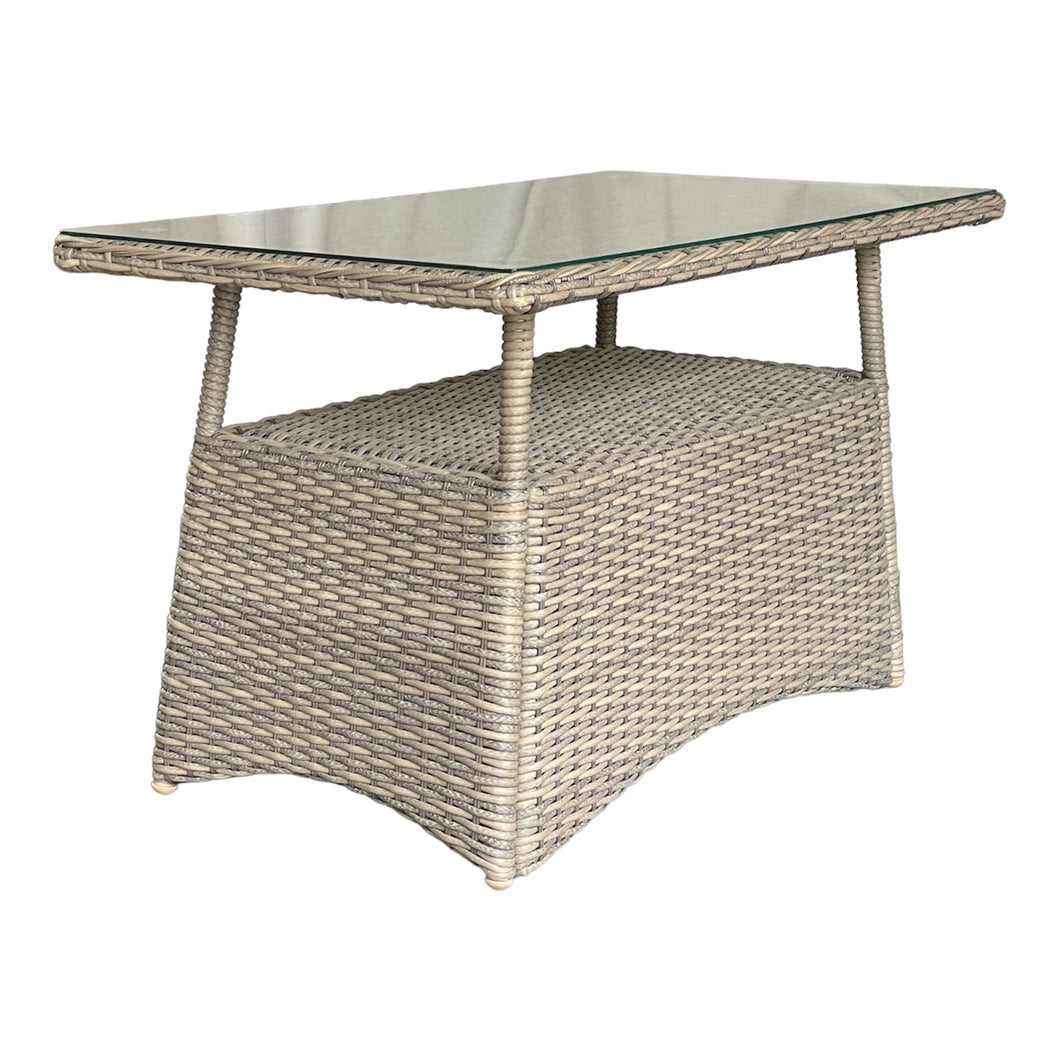 TOORAK - Outdoor Wicker Rectangle Coffee Table With Shelf Under