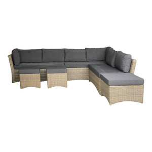 BRIGHTON - 8 Seater Outdoor Wicker Lounge with Ottomans