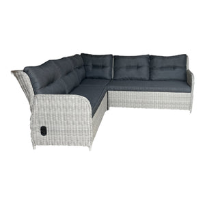 ARMADALE - Outdoor PE Wicker Back Recliner Corner Lounge with Ottomans