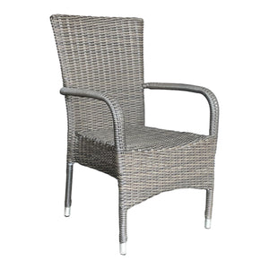 NIDDRIE - 3 Piece Outdoor Wicker Round Table and Stacking Armchair Set