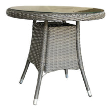 NIDDRIE - 3 Piece Outdoor Wicker Round Table and Stacking Armchair Set