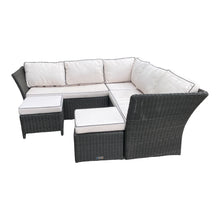 HAMPTON - Outdoor Wicker Corner Lounge with Ottomans Footstools