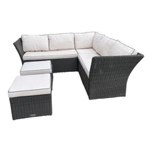 HAMPTON - Outdoor Wicker Corner Lounge with Ottomans Footstools