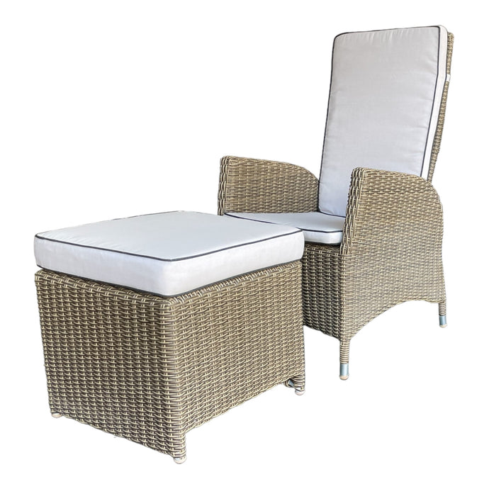 KEW - Outdoor Wicker Recliner Highback Armchair with Footstool (Carton of 2)