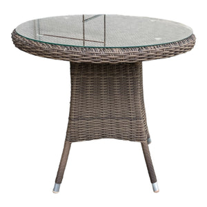 DONVALE - 5 Piece Balcony Patio Round Table and Stacking Chair Set