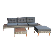 Riviera - 4 Seater Outdoor Timber Wicker Lounge with Side Table Set