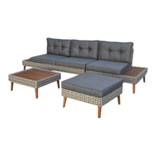 Riviera - 4 Seater Outdoor Timber Wicker Lounge with Side Table Set