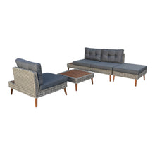 Riviera - 4 Seater Outdoor Timber Wicker Lounge with Side Table Set