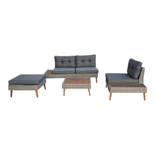 Riviera - 4 Seater Outdoor Timber Wicker Lounge with Side Table Set