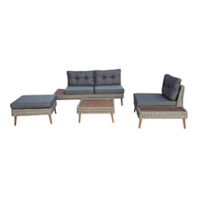 Riviera - 4 Seater Outdoor Timber Wicker Lounge with Side Table Set